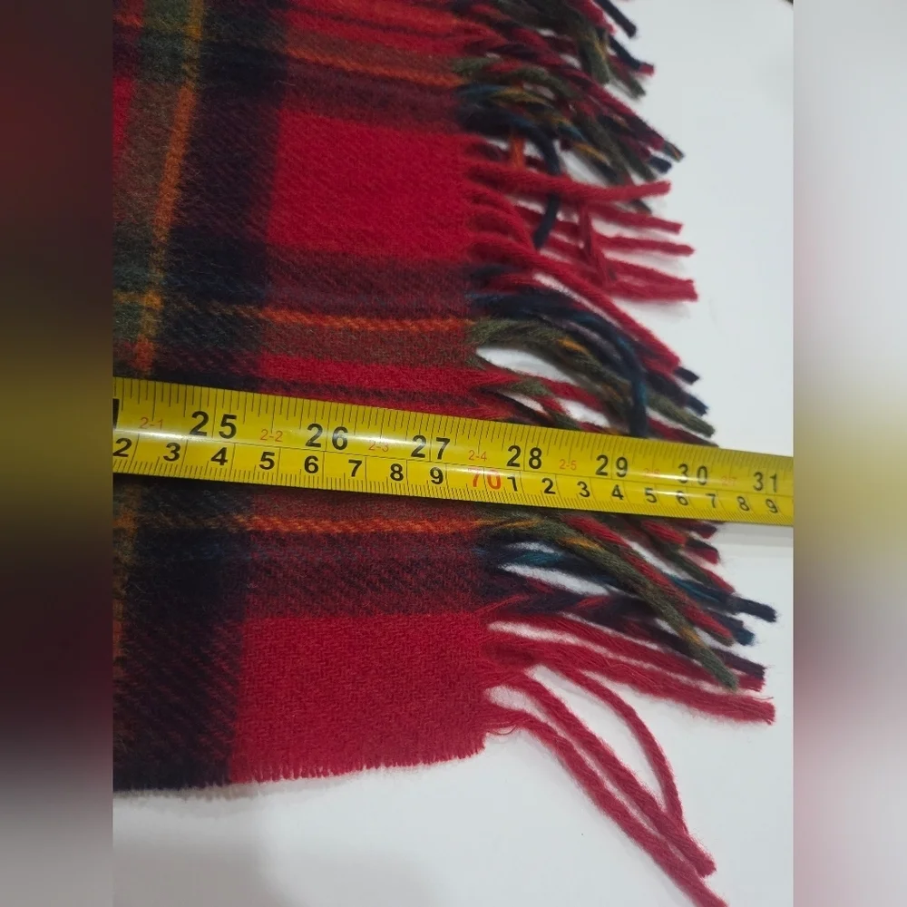 L.L.Bean Red Plaid Wool Scarf Sz.11×60in.